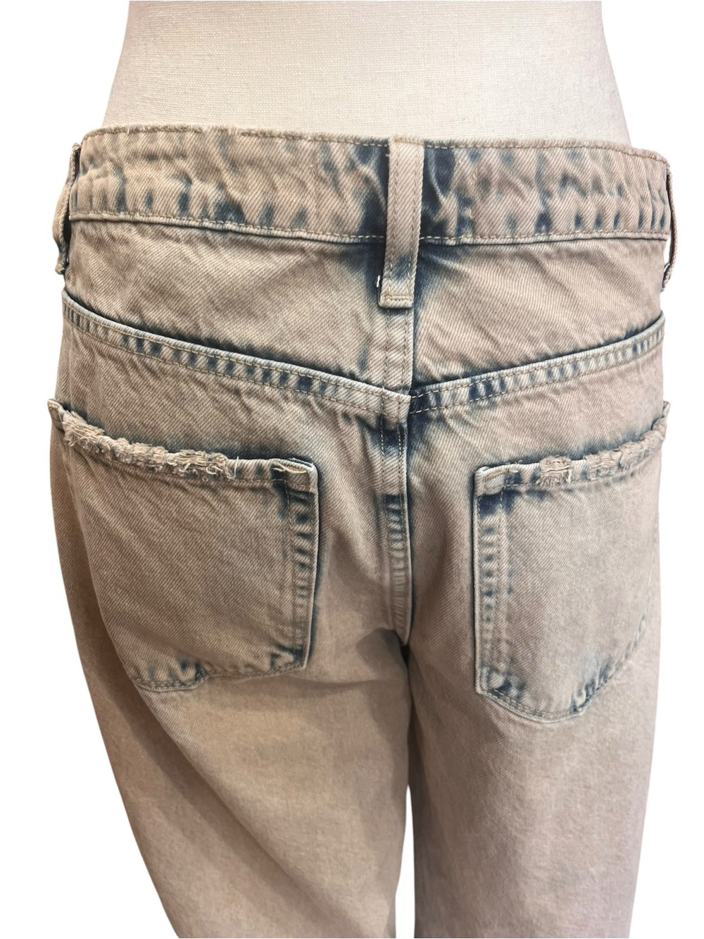 VERVET Los Angeles Size 29 Distressed Wide Leg Jeans Acid Wash Raw Hem High Rise - Picture 10 of 10